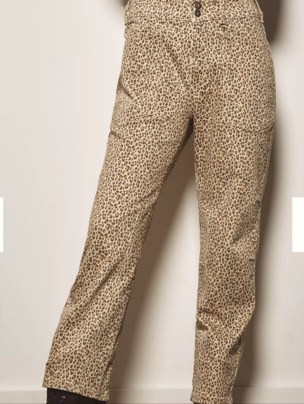 Pilcro Leopard Print High-Waist Pants in Tan and Brown